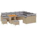 Ensemble de 12 pièces de Canapé de Jardin avec Coussins Beige Poly Rotin Acacia
