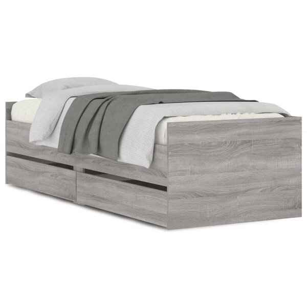vidaXL Cadre de lit sans matelas sonoma gris 75x190 cm
