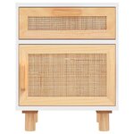 vidaXL Table de chevet Blanc Bois de pin massif et rotin naturel