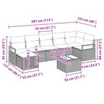 Ensemble de canapé de jardin 8 pièces vidaXL avec coussins Noir Rattan synthétique