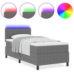 vidaXL Lit à Sommier avec Matelas & Lumière LED Gris 80x200 cm Tissu en velours côtelé