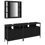 vidaXL Ensemble de meubles de salle de bain 3 pièces en bois d'ingénierie noir chêne