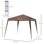 Tonnelle barnum de jardin pop-up pliant 2 4L x 2 4l x 2 5H m acier polyester imperméabilisé anti UV avec sac de transport chocolat