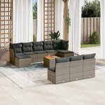 vidaXL Salon de jardin 11 Pièces avec coussins gris résine tressée