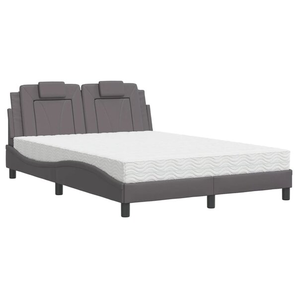vidaXL Lit avec matelas gris 140x200 cm similicuir