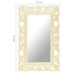 vidaXL Miroir sculpté à la main Blanc 80x50 cm Bois de manguier massif