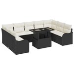 Ensemble de Canapés de Jardin de 10 Pièces avec Coussins Rattan Poly Noir