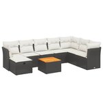 vidaXL Salon de jardin 9 Pièces avec coussins noir résine tressée