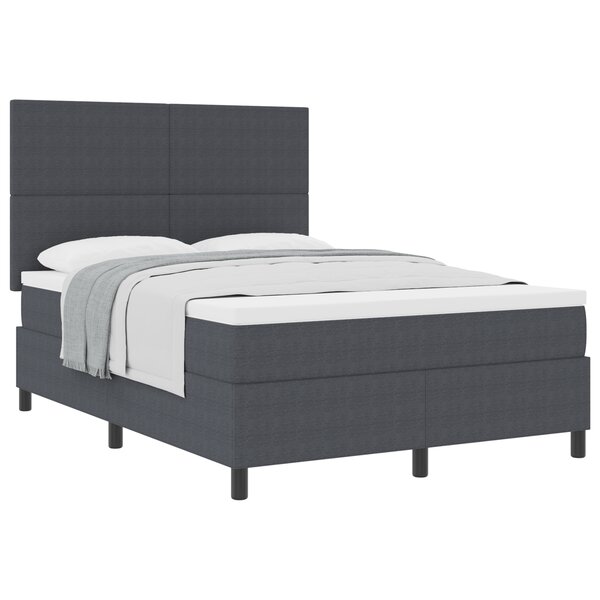 vidaXL Lit à ressorts avec matelas Gris foncé 160 x 200 cm Tissu en velours côtelé