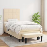 vidaXL Sommier à lattes de lit et matelas Crème 90x190 cm Tissu