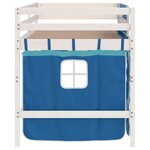 vidaXL Lit mezzanine enfants et rideaux bleu 80x200cm bois pin massif