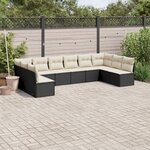 vidaXL Salon de jardin 10 Pièces avec coussins noir résine tressée