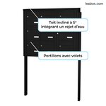 Bloc collectif Leabox  3x3  grade 3  simple face  extérieur  sur pieds à sceller  noir 9005 finition brillante