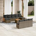 vidaXL Salon de jardin 11 Pièces avec coussins gris résine tressée