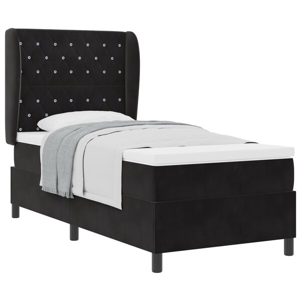 Somier avec Matelas vidaXL Noir 90x190 cm Velours