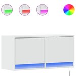 vidaXL Meuble TV mural avec lumières LED blanc 80x31x35 cm