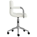 Chaise fauteuil siège de bureau informatique étude pivotante similicuir blanc 02_0024048