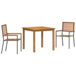 Ensemble de salle à manger jardin vidaXL 3 pièces gris polyrotin acacia