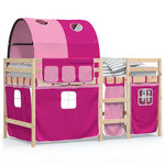 vidaXL Lit mezzanine enfants avec tunnel rose 80x200cm bois pin massif