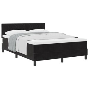 Lit à sommier box avec matelas noir 160x200 cm en velours