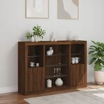 vidaXL Buffets avec lumières LED 3 Pièces chêne brun bois d'ingénierie