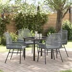 vidaXL Ensemble de salle à manger de jardin de 5 pièces avec coussins en rattan poly gris