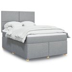 vidaXL Sommier à lattes de lit avec matelas Gris clair 160x200cm Tissu