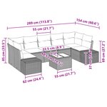 vidaXL Set de Canapé de Jardin 8 Pièces avec Coussins Noirs en Rattan Poly