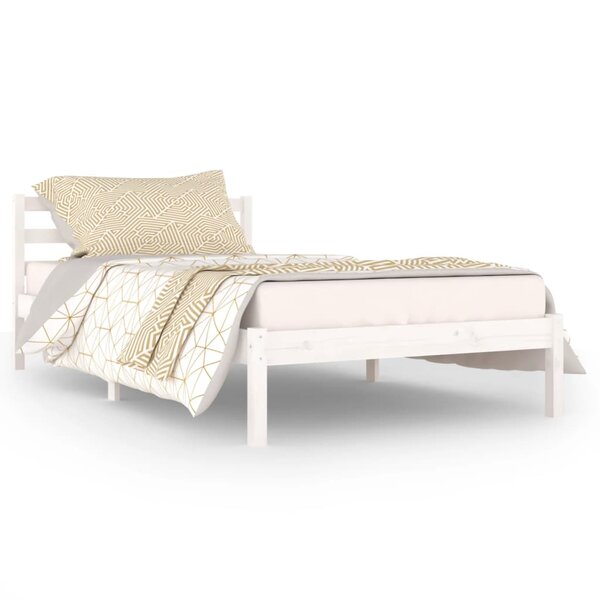 vidaXL Cadre de lit Bois de pin massif 100x200 cm blanc