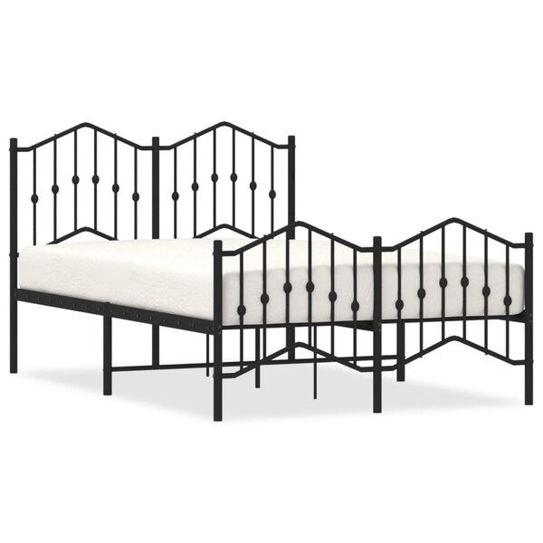 vidaXL Cadre de lit métal avec tête de lit/pied de lit noir 120x190 cm