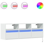 vidaXL Meuble TV mural avec lumières LED blanc 130x31x45 cm