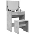 vidaXL Coiffeuse et tabouret gris béton 60x40x113 5 cm