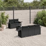 vidaXL Salon de jardin 6 Pièces avec coussins noir résine tressée
