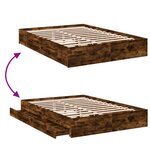 vidaXL Cadre de lit avec tiroirs sans matelas chêne fumé 160x200 cm