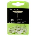 Boîte De 40 Punaises - Hauteur De Pointe 7mm - 10mm De Diamètre - Blanc - Exacompta