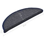 vidaXL Tapis de marches d'escalier 15 Pièces Gris foncé et bleu 56x17x3cm