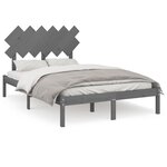 vidaXL Cadre de lit sans matelas gris 135x190 cm bois massif