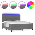 vidaXL Lit avec sommier à ressorts et lumière LED gris 200x200 cm tissu velours côtelé