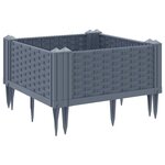 vidaXL Jardinière avec piquets gris 42 5x42 5x28 5 cm PP