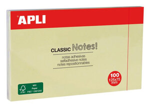 Notes adhésives 12 5x7 5 cm Bloc 100 feuilles Jaune