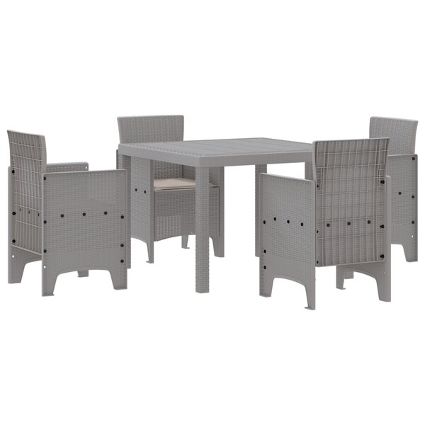 vidaXL Ensemble de salle à manger de jardin 5 pièces avec coussins gris clair en poly rotin