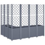 vidaXL Jardinière avec treillis gris 160x120x140 cm PP