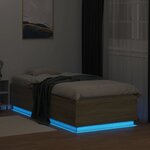 vidaXL Cadre de lit avec lumières LED chêne sonoma 90x200 cm
