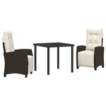 vidaXL Ensemble de salle à manger de jardin 3 pièces en poly rattan marron