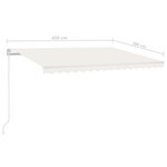vidaXL Auvent manuel rétractable avec LED 450x300 cm Crème