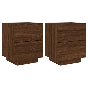 vidaXL Armoires de chevet et lumières LED 2 Pièces chêne marron