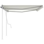 vidaXL Auvent manuel rétractable avec poteaux 4 5x3 m Crème