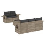 vidaXL Salon de jardin 6 Pièces avec coussins gris clair résine tressée