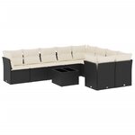 vidaXL Salon de jardin 10 Pièces avec coussins noir résine tressée