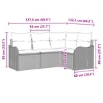 vidaXL Ensemble de Canapé de Jardin 4 Pièces avec Coussins en Rotin Noir